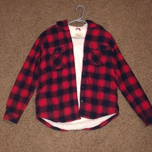 Hooded Plaid Fur Jacket